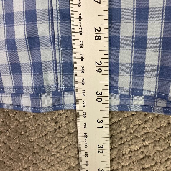 Faherty Button Down Shirt Men's Large Blue Gingham Check Movement Performance - Picture 10 of 13